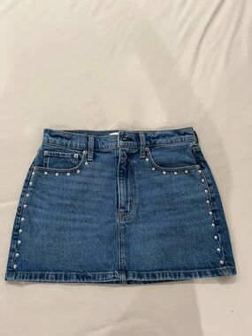 Abercrombie & Fitch Blue Denim Mini Skirt with Silver Studs